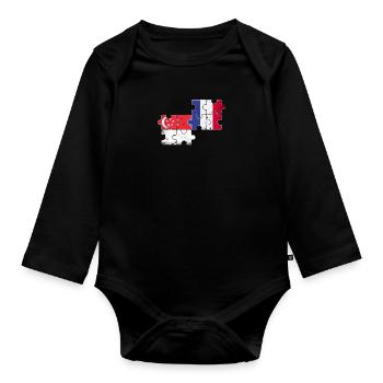 Singapur Frankreich Vintage Flagge Singapurer - Baby Bio-Langarm-Body - Schwarz - Vorne