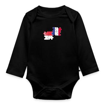 Singapur Frankreich Flagge Französisch Singapurer - Baby Bio-Langarm-Body - Schwarz - Vorne