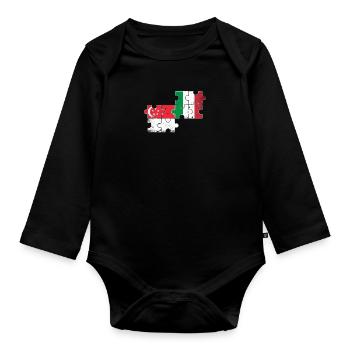 Singapur Italien Vintage Flagge Singapurer - Baby Bio-Langarm-Body - Schwarz - Vorne