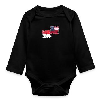 Singapur USA Flagge Amerikaner Singapurer - Baby Bio-Langarm-Body - Schwarz - Vorne