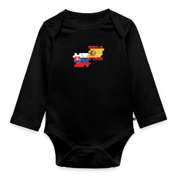 Slovakia, Spain, flag, Spain, Slovakia - Organic Longsleeve Baby Bodysuit - black - Front