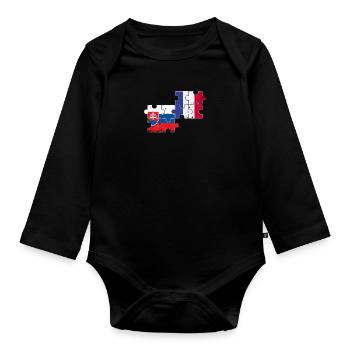 Slowakei Frankreich Vintage Flagge Slowake - Baby Bio-Langarm-Body - Schwarz - Vorne