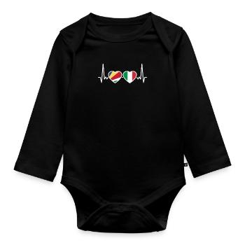 Seychelles Italy Heartbeat Flag Seychelles - Organic Longsleeve Baby Bodysuit - black - Front