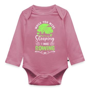 Rowing machine helmsman water sports force - Organic Longsleeve Baby Bodysuit - mauve - Front