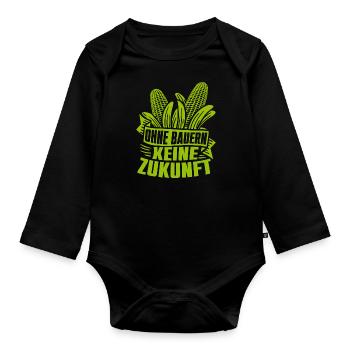 Ohne Bauern keine Zukunft - Baby Bio-Langarm-Body - Schwarz - Vorne