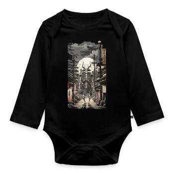 Ukiyo-E Yokai Skeleton Demon Streetwear - Organic Longsleeve Baby Bodysuit - black - Front