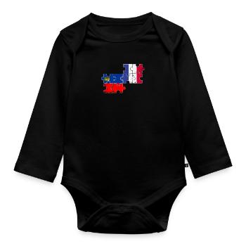 Liechtenstein France Vintage drapeau - Body Bébé bio manches longues - noir - Devant