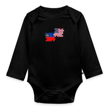 Liechtenstein États-Unis Drapeau Liechtensteiner - Body Bébé bio manches longues - noir - Devant