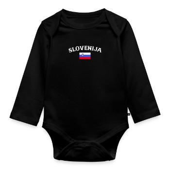 Slovénie Slovénie Drapeau slovène Slovène - Body Bébé bio manches longues - noir - Devant