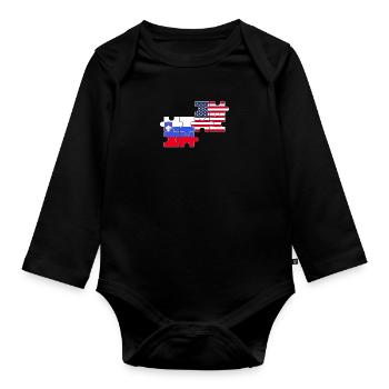 Slowenien USA Flagge Amerikaner Slowene - Baby Bio-Langarm-Body - Schwarz - Vorne