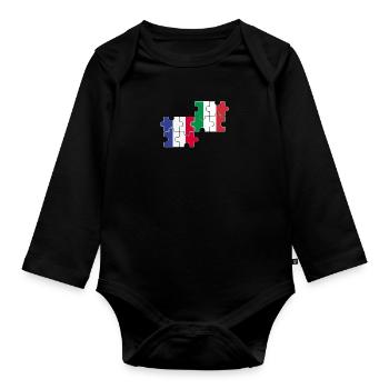 France Italy Flag Italian French - Organic Longsleeve Baby Bodysuit - black - Front