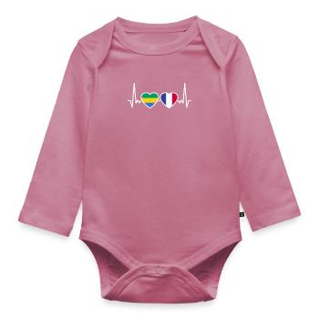 Gabon, France, Heartbeat, Flag, Gabonese - Organic Longsleeve Baby Bodysuit - mauve - Front