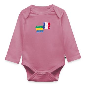 Gabon France Flag French Gabonese - Organic Longsleeve Baby Bodysuit - mauve - Front