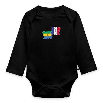 Gabon France Drapeau Français Gabonais - Body Bébé bio manches longues - noir - Devant