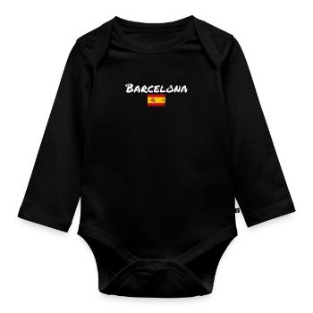 Barcelona Vintage Spain Spanish Flag Spanish - Organic Longsleeve Baby Bodysuit - black - Front