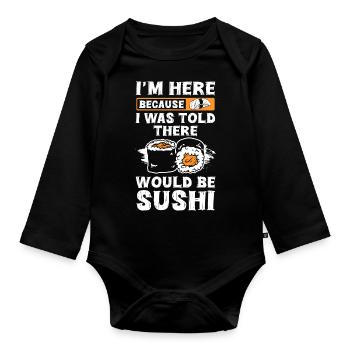 Japanese Rice Yummy Chopsticks - Organic Longsleeve Baby Bodysuit - black - Front