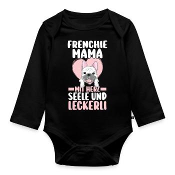 Frenchie Französische Bulldogge Hund Frenchie - Baby Bio-Langarm-Body - Schwarz - Vorne
