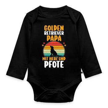 Dog Golden Retrieverpapa Dog Daddy Golden Retriev - Organic Longsleeve Baby Bodysuit - black - Front