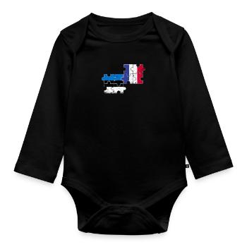Estland Frankreich Vintage Flagge Französisch Este - Baby Bio-Langarm-Body - Schwarz - Vorne
