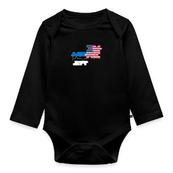 Estonia USA Flag American Estonian - Organic Longsleeve Baby Bodysuit - black - Front