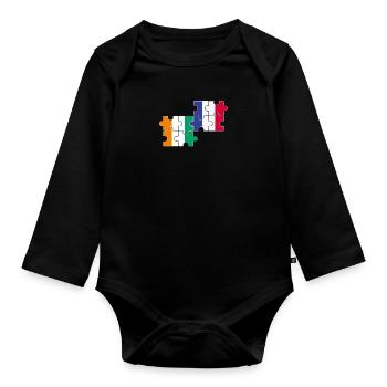 Côte d'Ivoire France flag French Ivorian - Organic Longsleeve Baby Bodysuit - black - Front