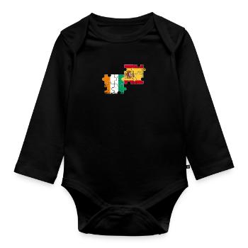 Elfenbeinküste Spanien Vintage Flagge Ivorer - Baby Bio-Langarm-Body - Schwarz - Vorne