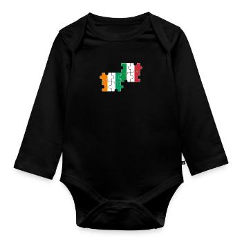 Côte d'Ivoire Italy flag Italian Ivorian - Organic Longsleeve Baby Bodysuit - black - Front