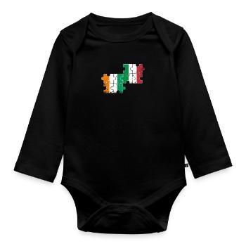 Elfenbeinküste Italien Vintage Flagge Ivorer - Baby Bio-Langarm-Body - Schwarz - Vorne