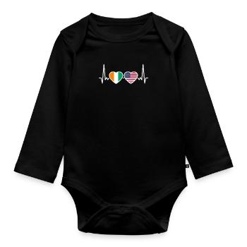 Elfenbeinküste USA Herzschlag Flagge Ivorisch - Baby Bio-Langarm-Body - Schwarz - Vorne