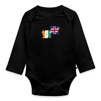 Côte d'Ivoire UK Flag British Ivorian - Organic Longsleeve Baby Bodysuit - black - Front