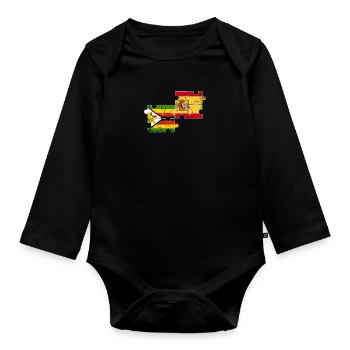 Zimbabwe Espagne Vintage drapeau espagnol zimbabwéen - Body Bébé bio manches longues - noir - Devant