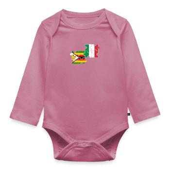 Zimbabwe Italie Vintage drapeau zimbabwéen - Body Bébé bio manches longues - mauve - Devant