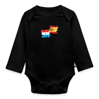 Luxemburg Spanien Flagge Spanisch Luxemburger - Baby Bio-Langarm-Body - Schwarz - Vorne