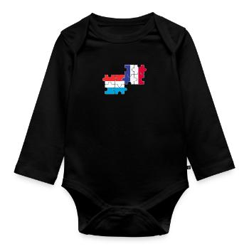 Luxemburg Frankreich Flagge Franzose Luxemburger - Baby Bio-Langarm-Body - Schwarz - Vorne