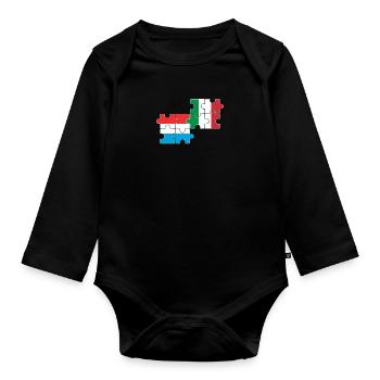 Luxemburg Italien Flagge Italienisch Luxemburger - Baby Bio-Langarm-Body - Schwarz - Vorne