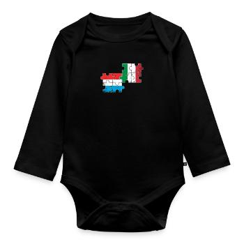 Luxemburg Italien Herzschlag Flagge Luxemburger - Baby Bio-Langarm-Body - Schwarz - Vorne