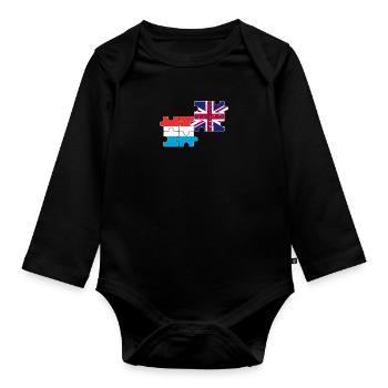 Luxembourg Drapeau du Royaume-Uni Luxembourgeois britannique - Body Bébé bio manches longues - noir - Devant