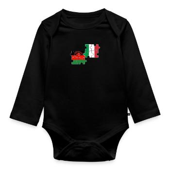 Malawi Italie Drapeau Italien Malawien - Body Bébé bio manches longues - noir - Devant