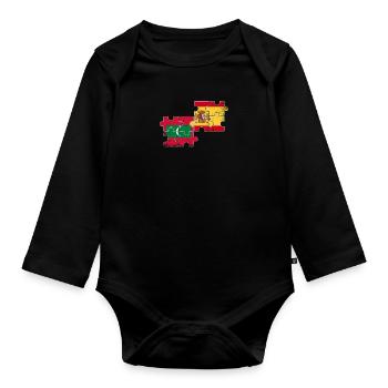 Maldives Espagne Vintage drapeau Maldivien - Body Bébé bio manches longues - noir - Devant