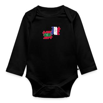 Maldives France Drapeau Français Maldivien - Body Bébé bio manches longues - noir - Devant
