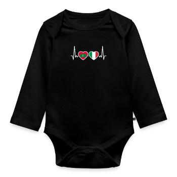 Maldives Italy Heartbeat Flag Maldivian - Organic Longsleeve Baby Bodysuit - black - Front