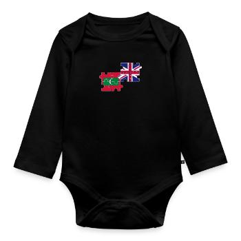 Maldives Drapeau du Royaume-Uni Maldiviens britannique - Body Bébé bio manches longues - noir - Devant