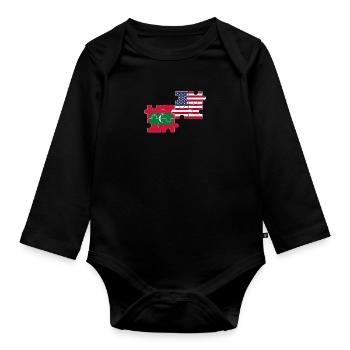 Maldives États-Unis Drapeau Maldivien américain - Body Bébé bio manches longues - noir - Devant