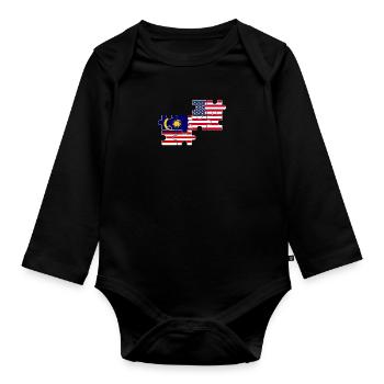 Malaisie, Etats-Unis, Drapeau, Américain, Malaisien - Body Bébé bio manches longues - noir - Devant