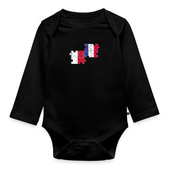 Malta Frankreich Flagge Französisch Maltesisch - Baby Bio-Langarm-Body - Schwarz - Vorne