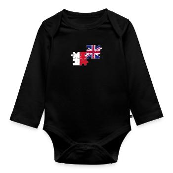 Malta UK Flagge Britisch Maltesisch - Baby Bio-Langarm-Body - Schwarz - Vorne