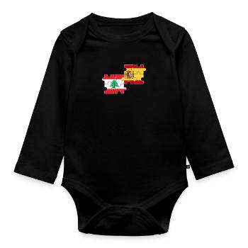 Drapeau du Liban Espagne Espagnol Libanais - Body Bébé bio manches longues - noir - Devant