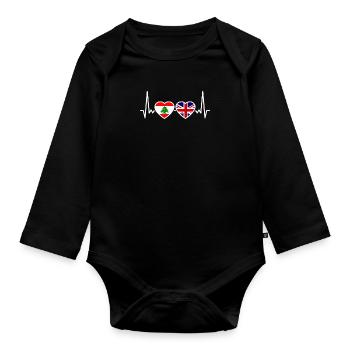 Liban Royaume-Uni Heartbeat Flag Libanais britannique - Body Bébé bio manches longues - noir - Devant