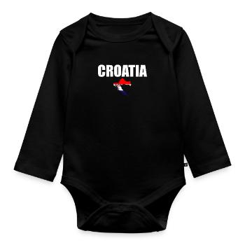 Croatia Croatia Map Croatian Flag Croatia - Organic Longsleeve Baby Bodysuit - black - Front