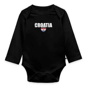 Croatia Vintage Herz Kroatien Kroatische Flagge - Baby Bio-Langarm-Body - Schwarz - Vorne